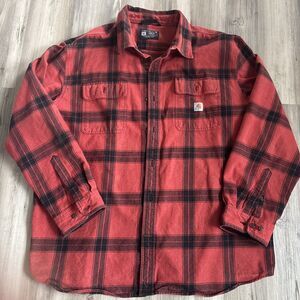 Men’s Carhartt Red Black Plaid Outdoor Loose Fit Heavy Flannel Size 2XL